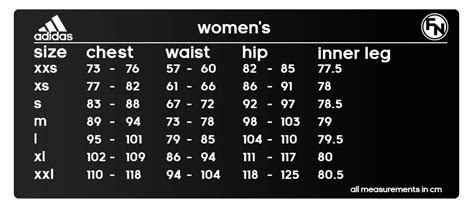 adidas size chart women's clothes